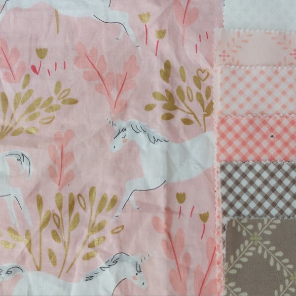 Unicorn and pastel pinks fabric remnants bundle