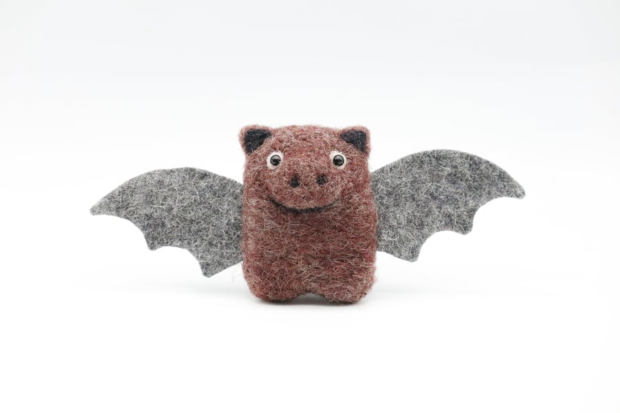 Woolly Bat Decoration - Needle Felted Handmade Ornament
