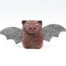 Woolly Bat Decoration - Needle Felted Handmade Ornament