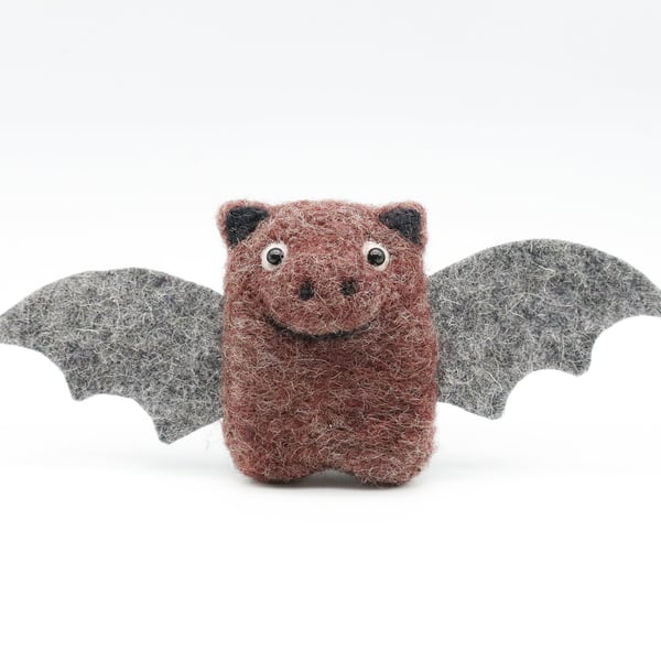 Woolly Bat Decoration - Needle Felted Handmade Ornament