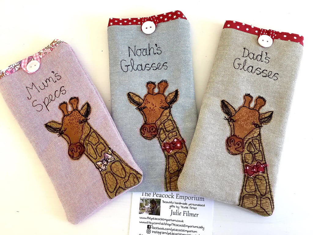 Custom Giraffe Glasses Case - Personalised Sunnies Spectacles Pouch Quirky Gift