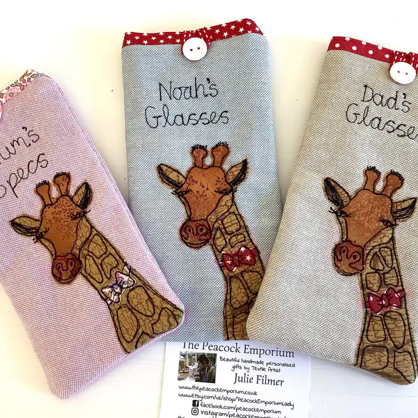 Custom Giraffe Glasses Case - Personalised Sunnies Spectacles Pouch Quirky Gift