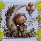 Cute Child - Hand Crafted Decoupage Greeting Card - Happy Birthday - 3790