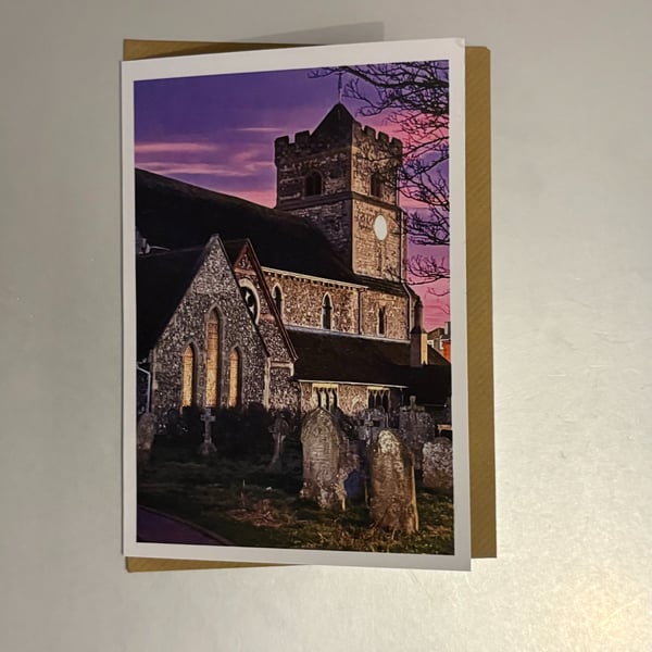 St Leonards Sunset A5 Greeting Card 