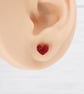 Red glitter small heart studs, Hypoallergenic titanium posts - Image 2