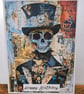 C6728   Skeleton Birthday Card, Hammered Card, Birthday, Alternative,