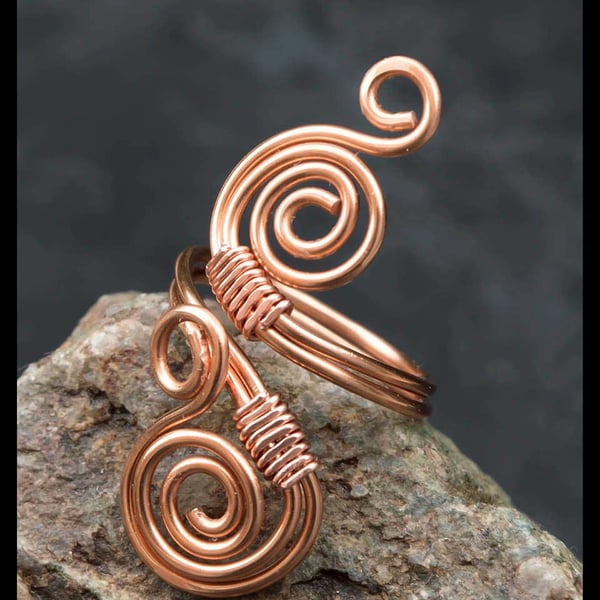 Wire wrapped copper ring-adjustable, wire wrapped copper ring .Copper ring ,