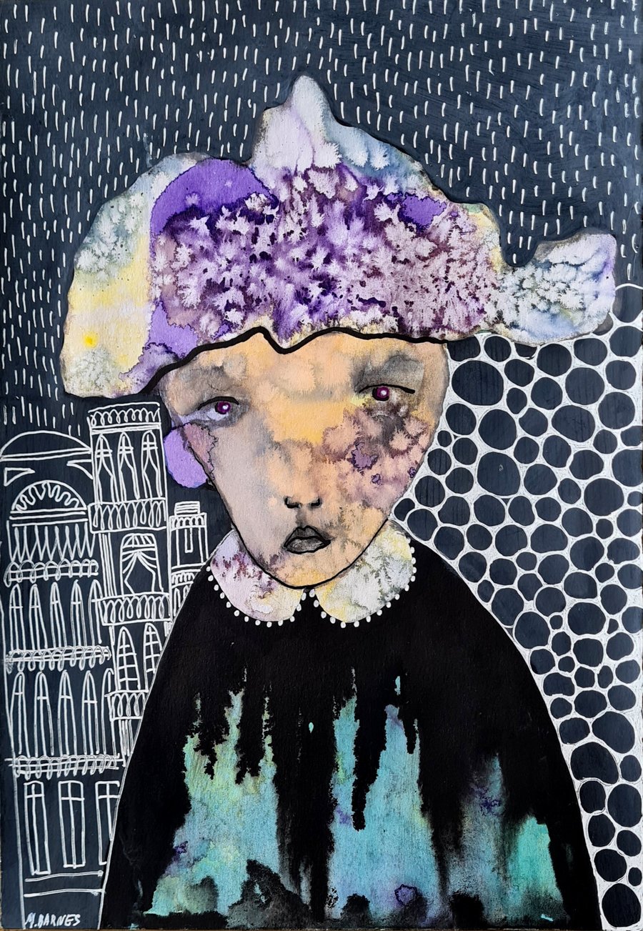 lady in black, Abstract art, Abstract face , Folk art, Abstract woman, Quirky