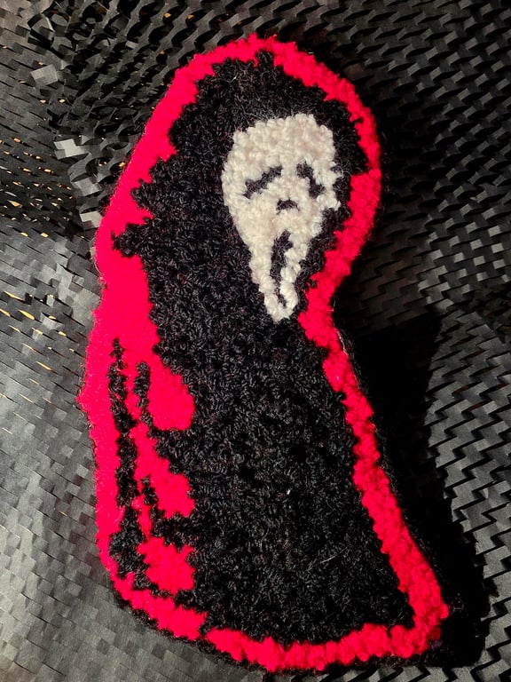 Large Ghost Face Punch Needle Desk Rug or Wall Hanging 