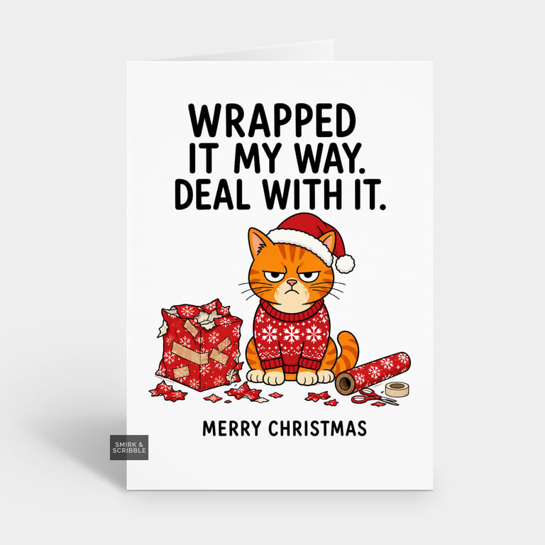Funny Snarky Christmas Card - Deal With It Cat