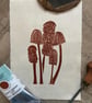 Mushroom Linoprint: Hand-Burnished Autumn Wall Art - Image 2