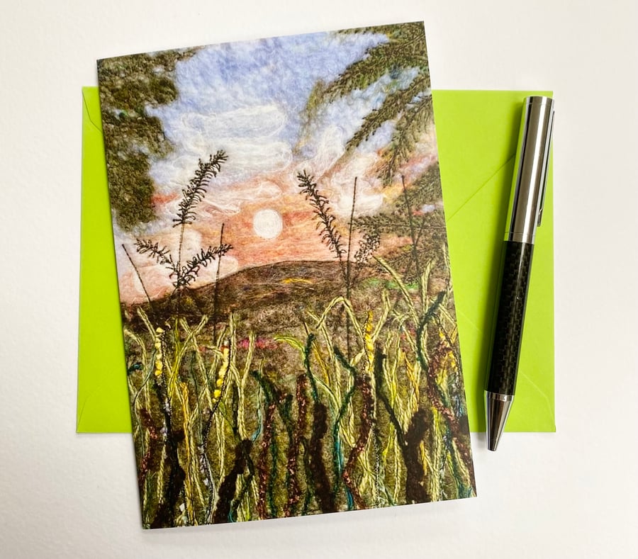 Sunset printed card.