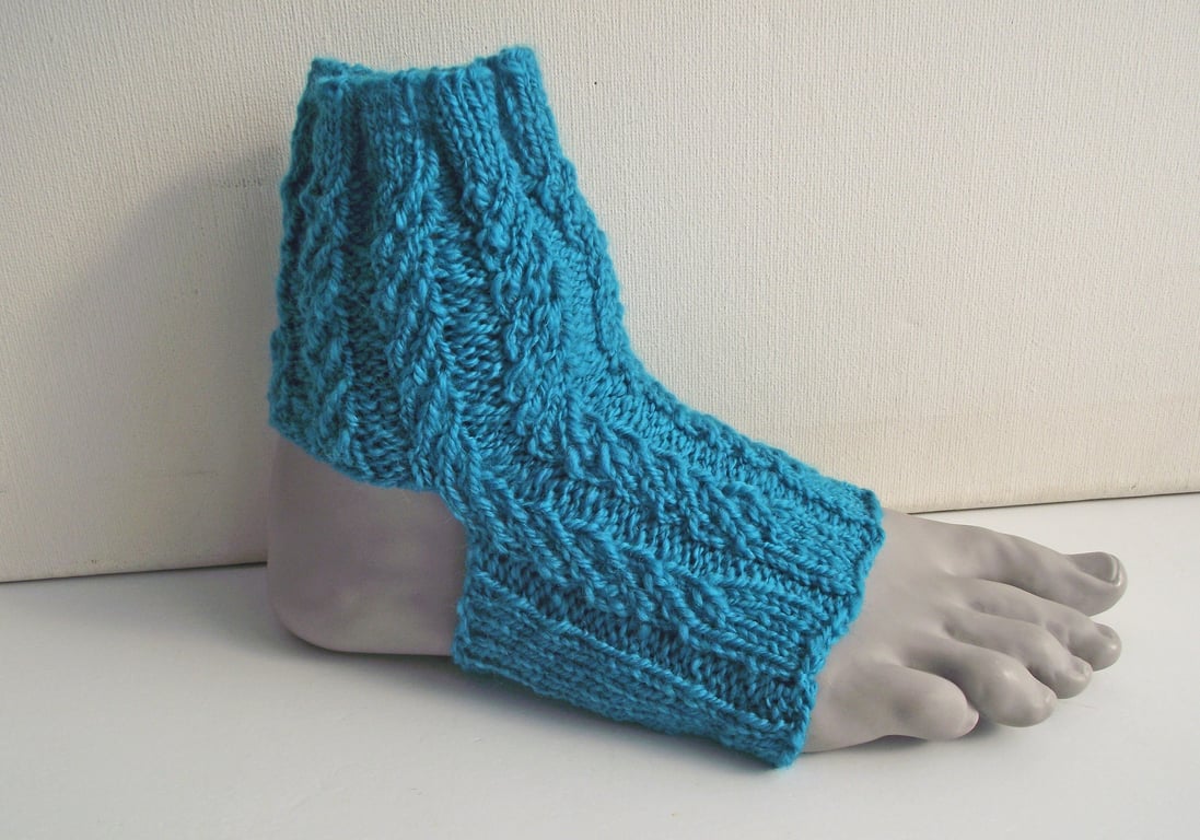Yoga Socks or Dance, Pilates, Pedicure or Flip Flop Socks, Blue Handspun Merino