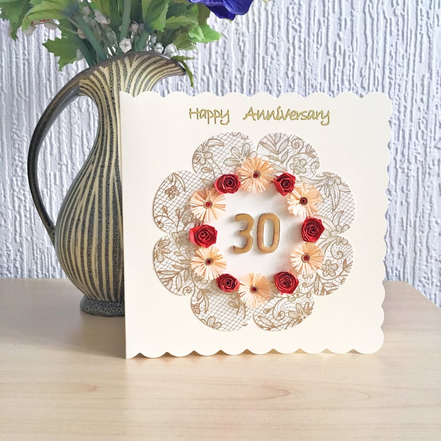 Quilled anniversary card  - personalised to ANY number