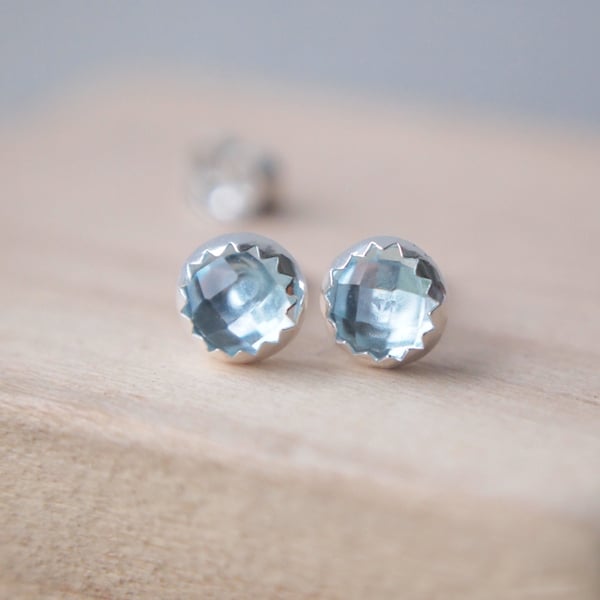 Blue Topaz Sterling Silver Studs