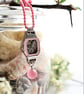 Vintage pink color ladies watch featured a vintage watch movement necklace 
