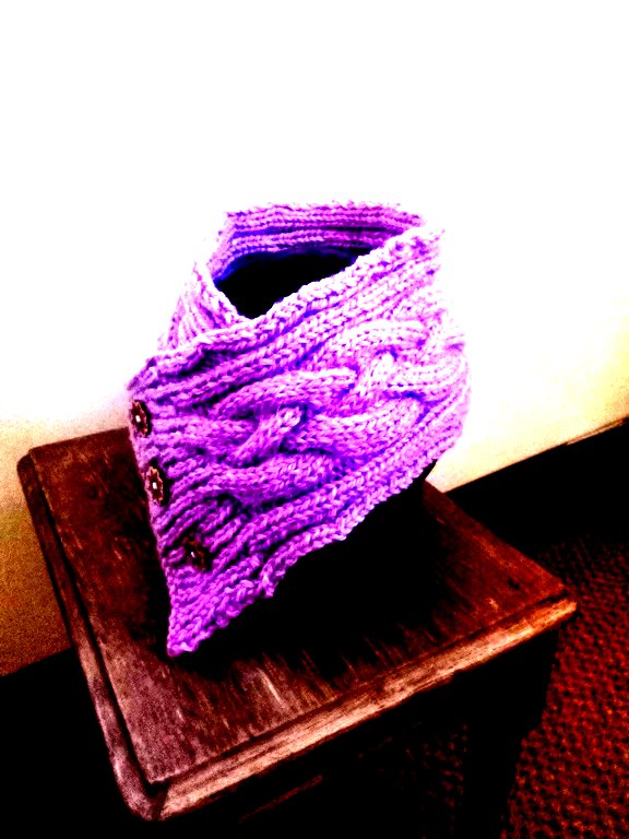 Purple Lavender Celtic Cable Wool Neck warmer, Handmade