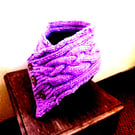 Purple Lavender Celtic Cable Wool Neck warmer, Handmade