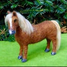 Needle Felted Chestnut Shetland Pony