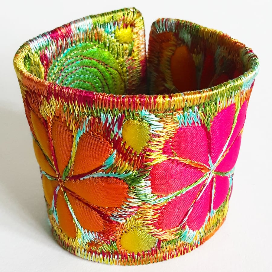 Textile Cuff with Free Machine Embroidery 