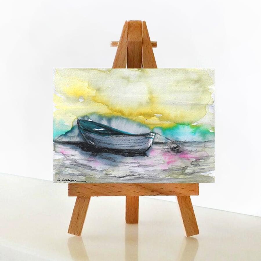 'The waiting' - ACEO Original Mixed Media Painting