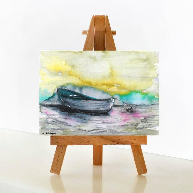 'The waiting' - ACEO Original Mixed Media Painting