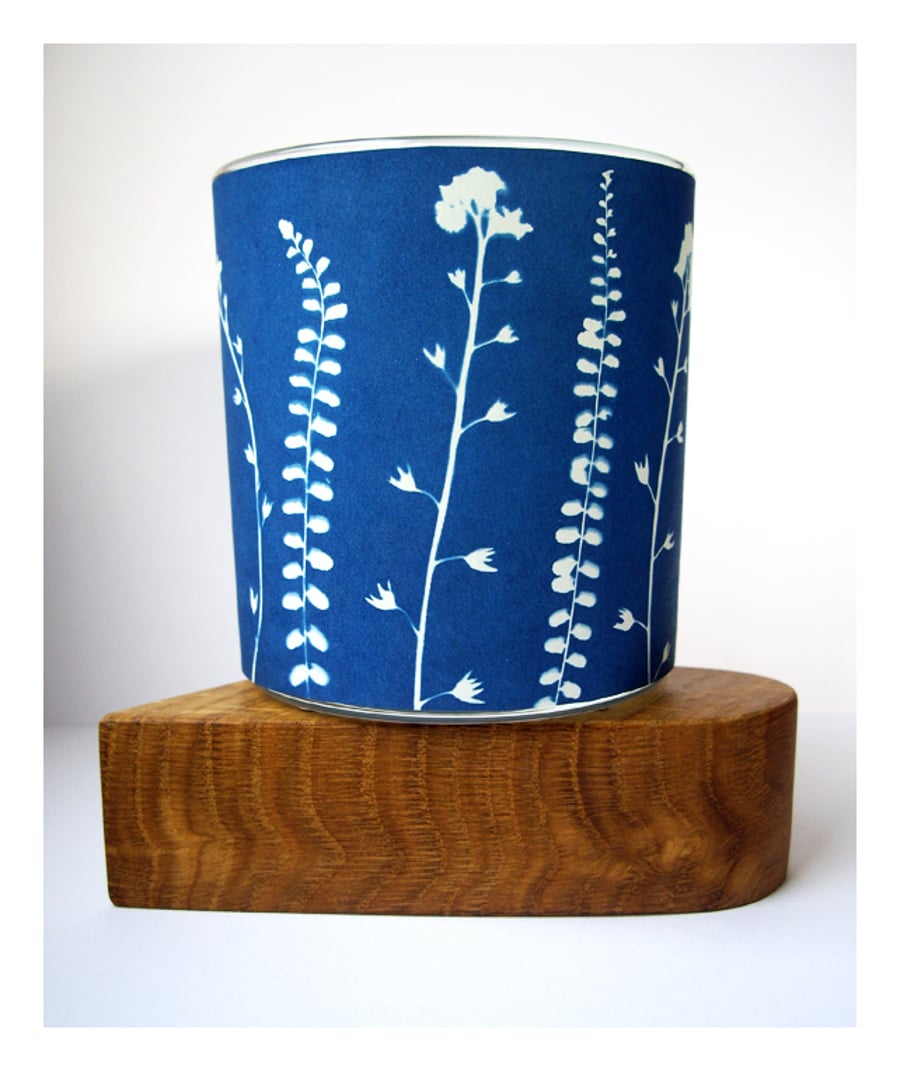 SALE - Forget-me-knot & Fern Cyanotype candle holder