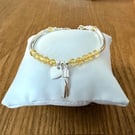 Citrine Heart & Tassel Charms Bracelet with Adjustable Slider Clasp