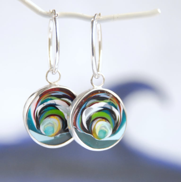 Cornish surfite hoop earrings