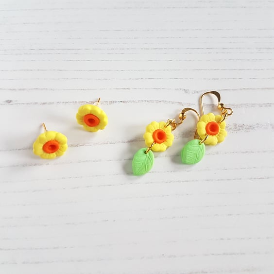 Daffodil Earrings, spring, nature, flowers, drop, stud CHOOSE YOUR STYLE