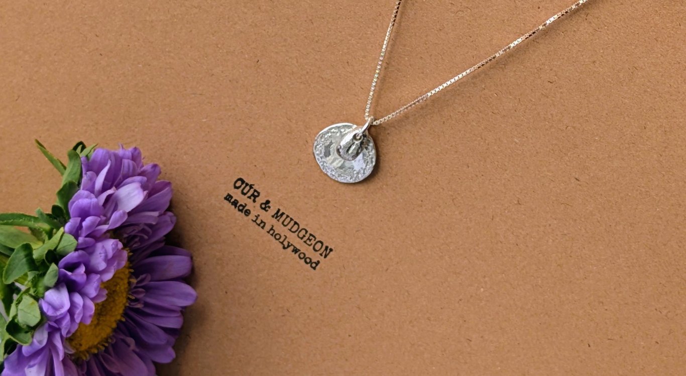 Fine Silver Layered Double Disc Pendant Necklace, Textured Sea Pebble