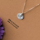 .999 Fine Silver Layered Double Disc Pendant Necklace, Textured Sea Pebble