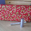 Gold Butterflies on Red Zip Top Storage Bag, Make Up Bag, Pencil Case, Clutch