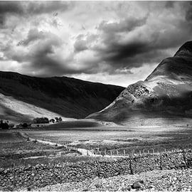 Fleetwith Pike & Gatesgarth Lake District Cumbria Black and White B&W print 