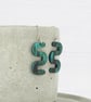Titanium hypoallergenic ear wire - Small squiggle dangle earrings - Green Galaxy - Image 4