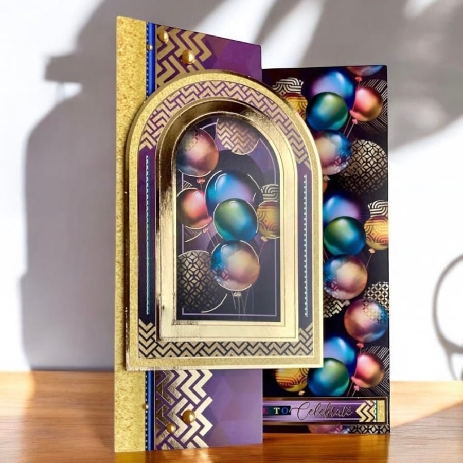 Luxury 3D Birthday Card With Balloons. Handmade Milestone Age Birthday Card.