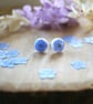 Real Forget-Me-Not and Resin Stainless Steel Stud Earrings - Image 1