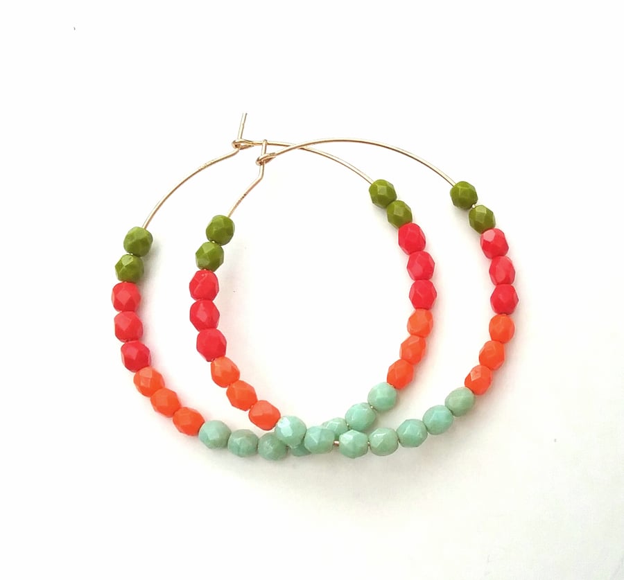 Gold filled  multi coloured   Hoops