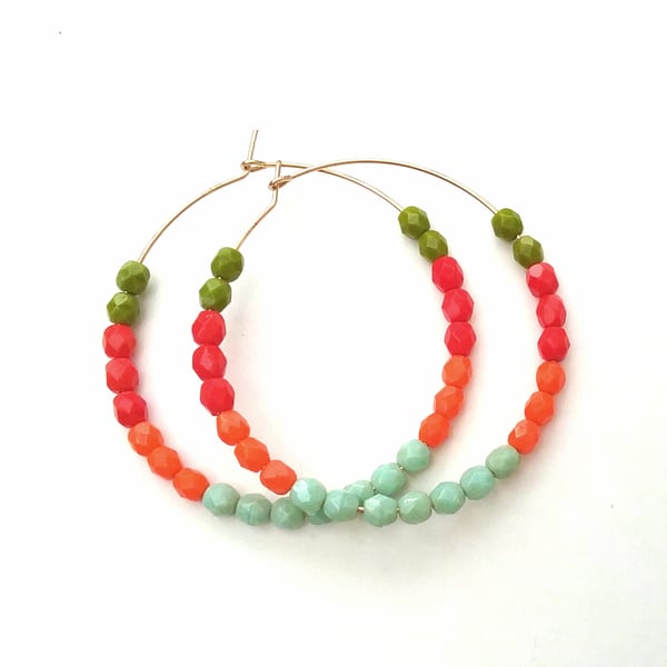 Gold filled  multi coloured   Hoops
