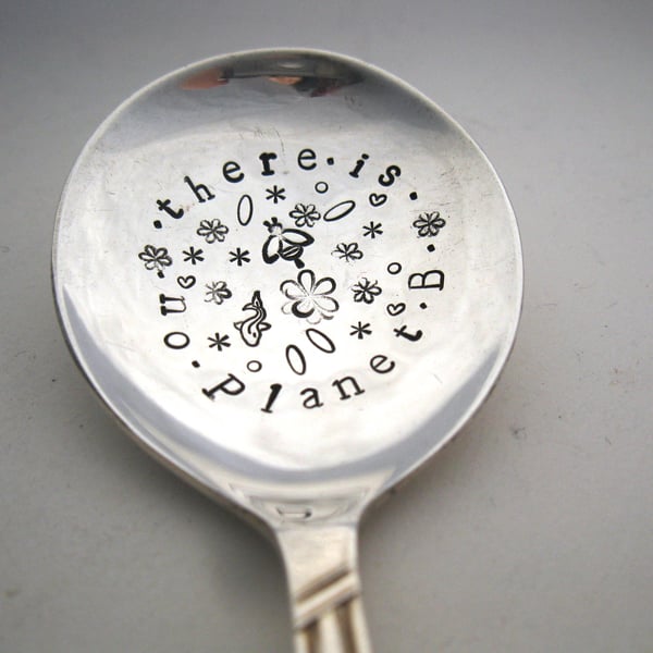No Planet B, Hand Stamped Upcycled Vintage Spoon