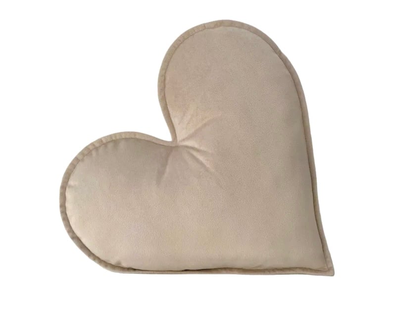 Champagne Beige Velvet Heart Shaped Cushion Throw Decor Velentine's Day Pillow