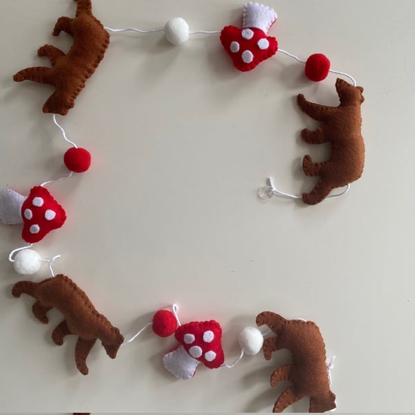 Woodland Felt Garland, Bear Felt Bunting, Nursery Room Garland, Handmade Birthda