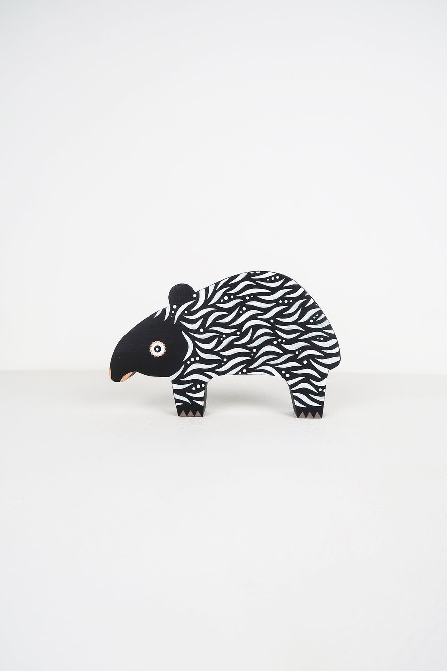 Malayan tapir wooden ornament, jungle home decor, animal lover gift.