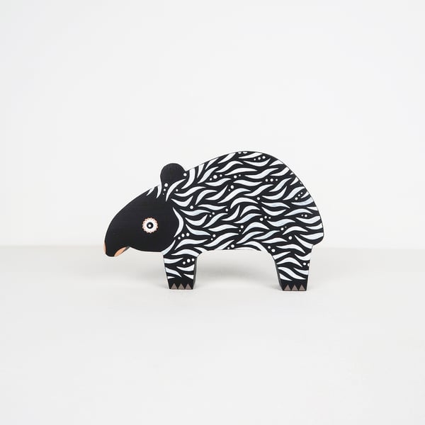 malayan tapir wooden ornament, jungle home decor, animal lover gift