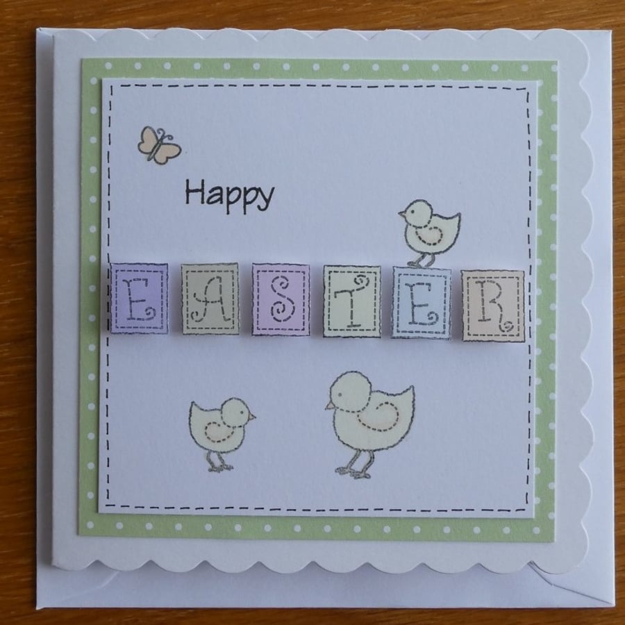 Easter Chick Card - Pastel Blocks