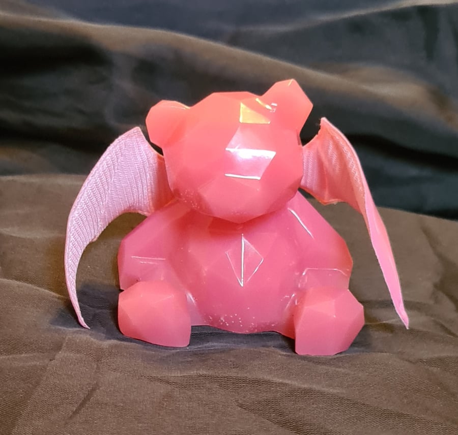 Bat-Bear - Resin Art Bear Figurine - Hot Pink - Flamingo