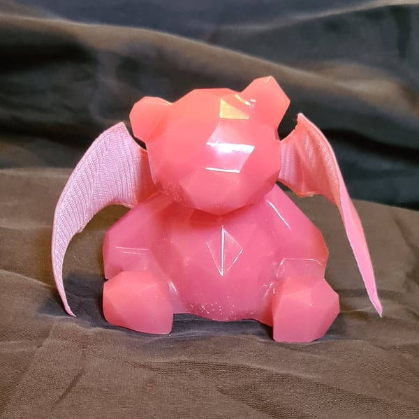 Bat-Bear - Resin Art Bear Figurine - Hot Pink - Flamingo