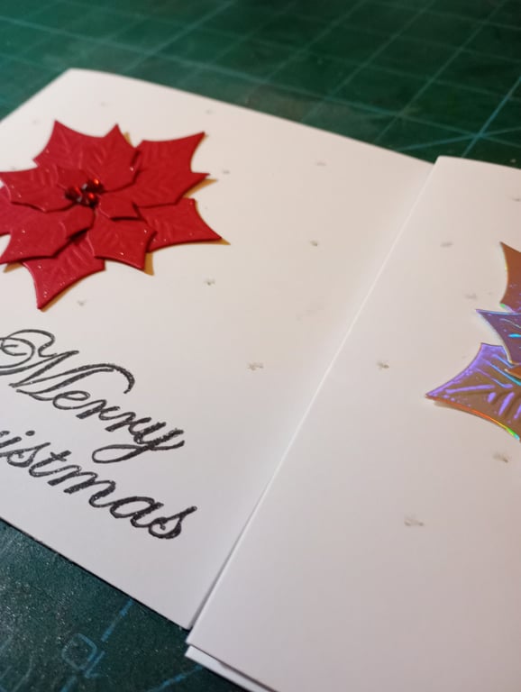 Pack of 4 poinsettia Christmas cards 