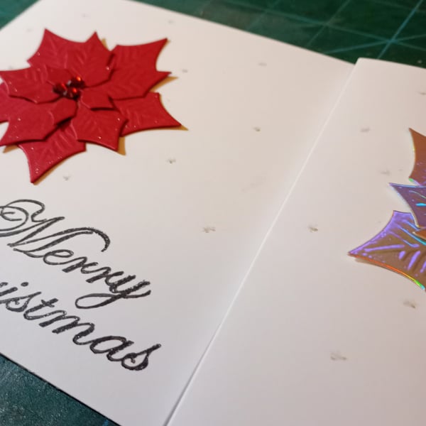Pack of 4 poinsettia Christmas cards 