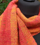 Handwoven Merino, Silk & Llama Scarf – Orange, Red & Gold - Image 5